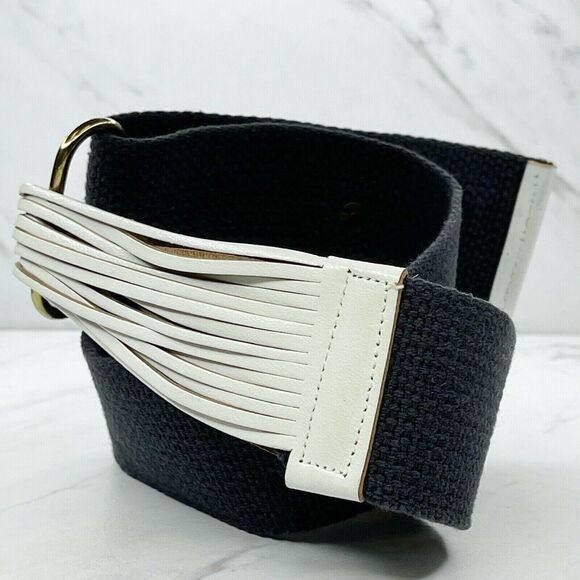 Blue and White Wide Strappy Web Post Belt Size Small S Womens - Picture 1 of 7